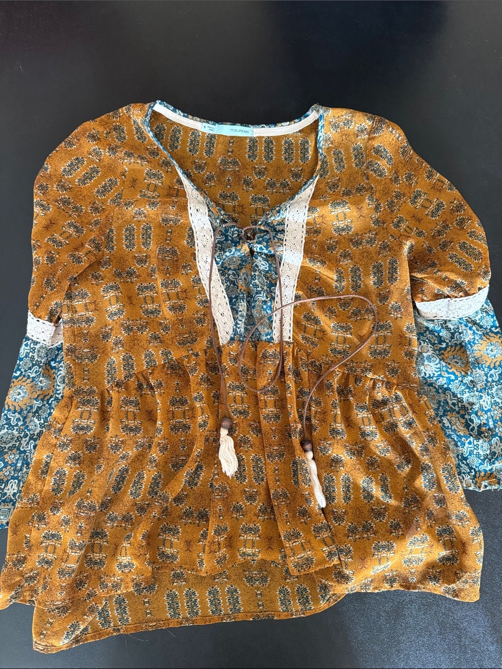 Maurices Boho Lace Up Bell Sleeves Blouse